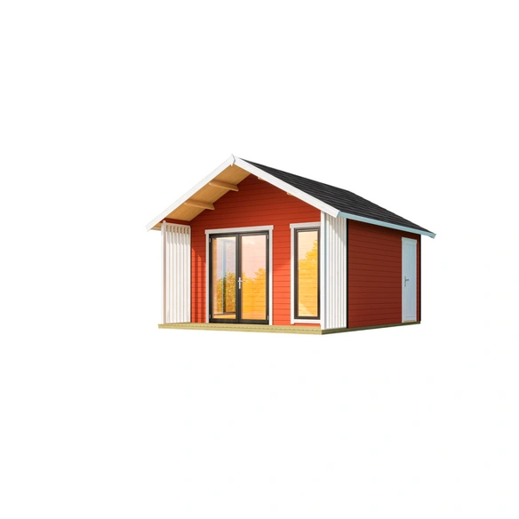 Blockbohlenhaus »Murano«, BxHxT: 448,5 x 330,6 x 520 cm (Außenmaß inkl. Dachüberstand), rot