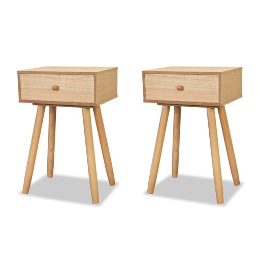 NNEVL Bedside Tables 2 pcs Solid Pinewood 40x30x61 cm Brown