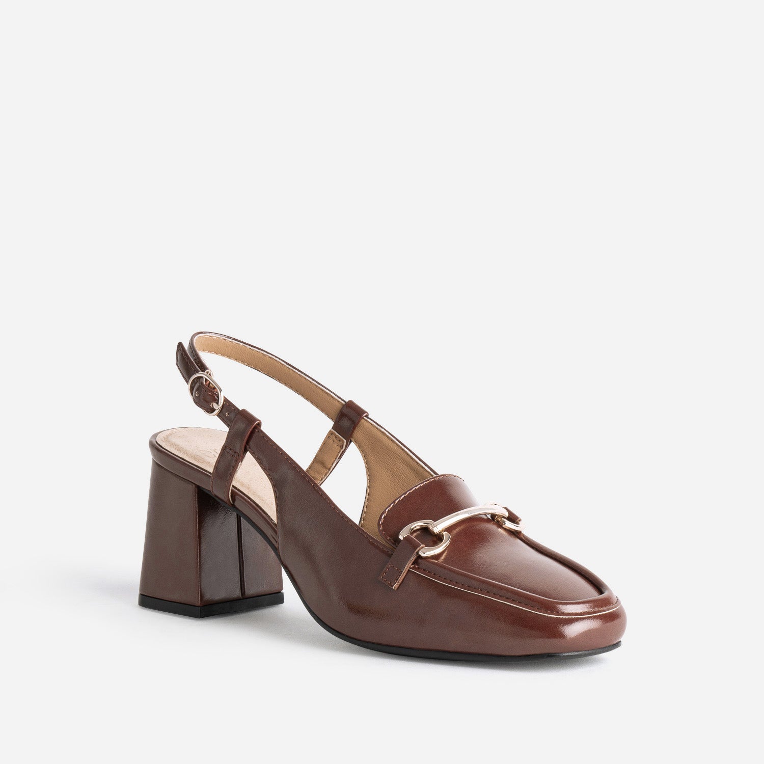 Mocassin slingback cognac à talon