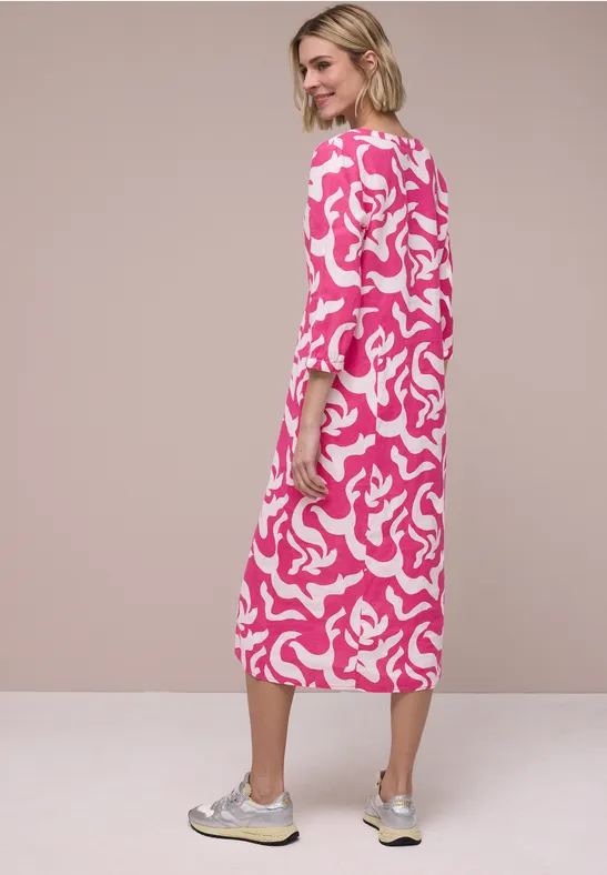 Midi-Kleid aus Leinen mit Print