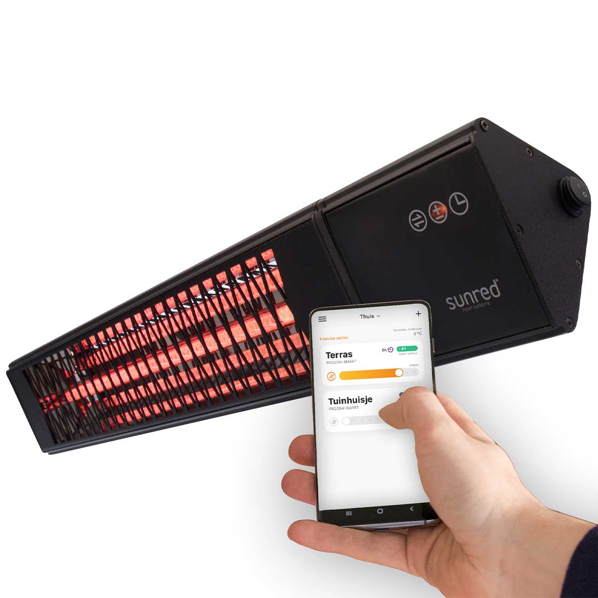Sunred heater OutTrade Dark triangle smart muur heater 2500 Watt