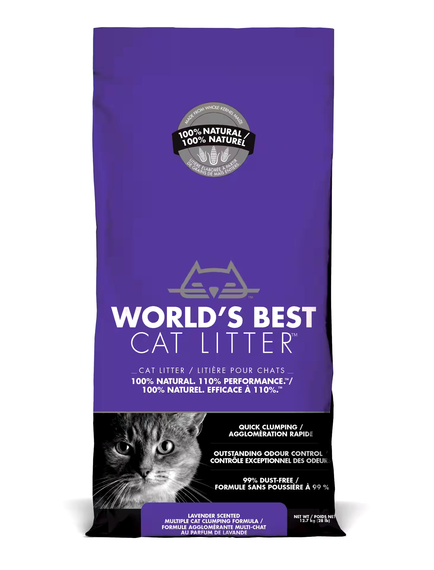 World's Best Natural Multi-Cat Clumping Cat Litter Formula, Lavender Scented, 12.7-kg