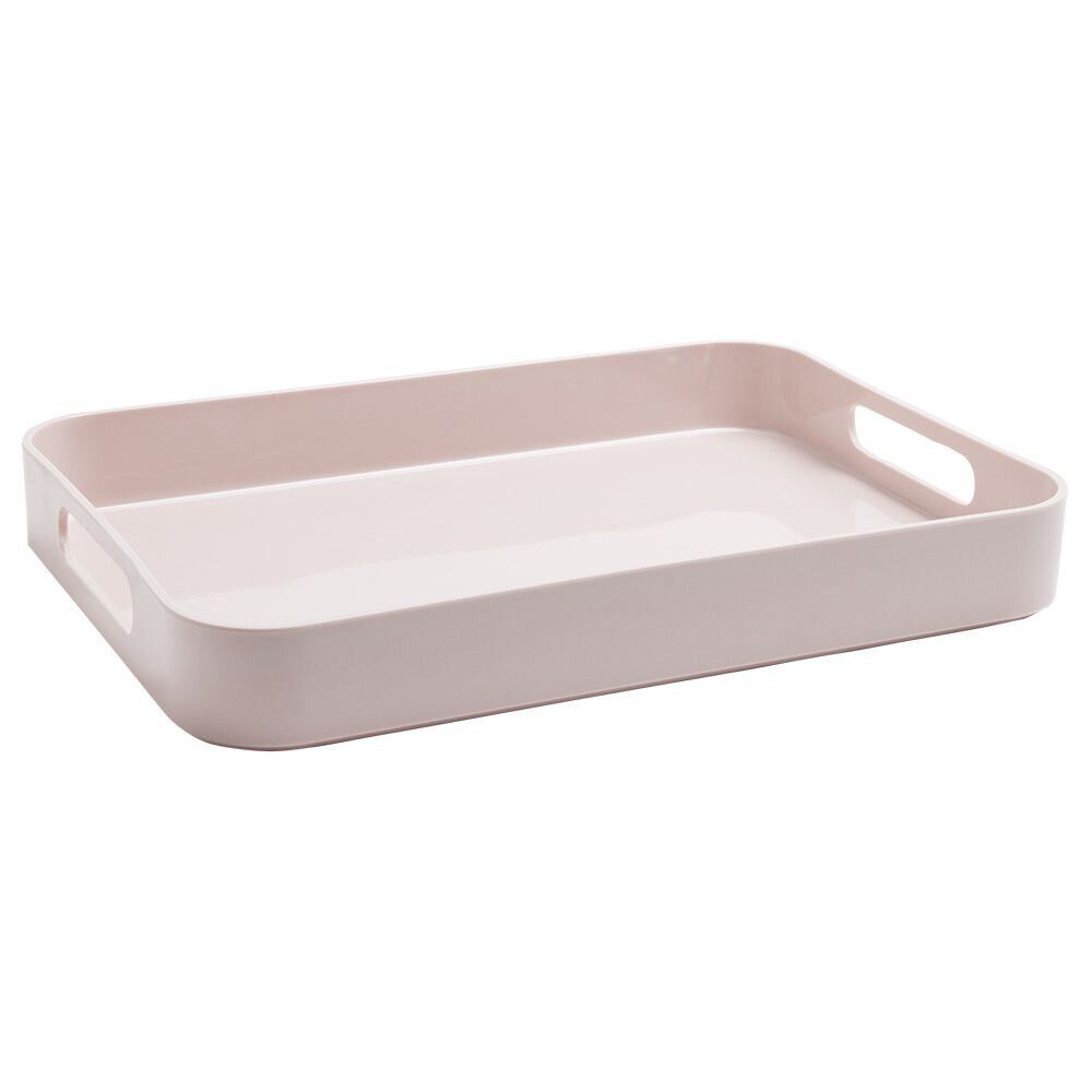 Plateau rectangulaire avec poignées uni rose
