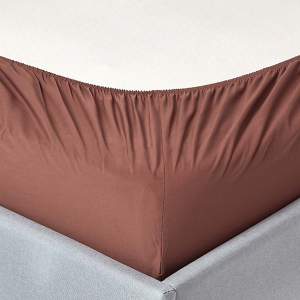 Drap-housse chocolat 100% coton égyptien 200 fils 180 x 200 cm - HOMESCAPES