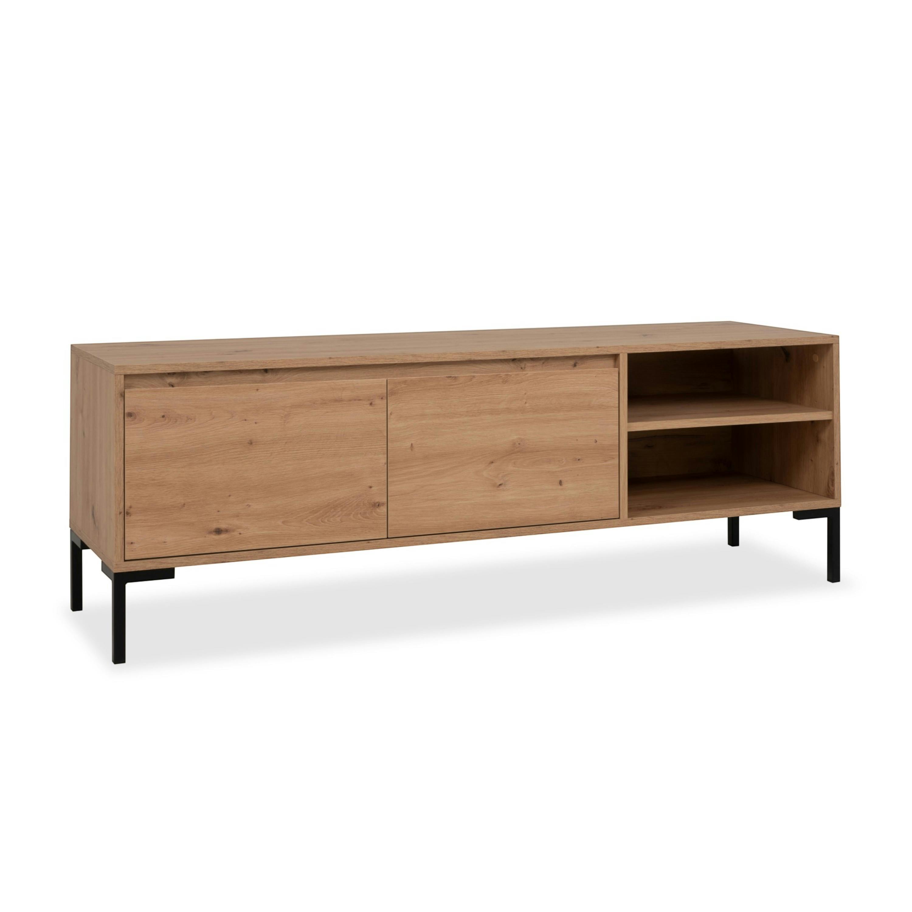 Meuble TV décor bois 2 portes 2 niches KARVI