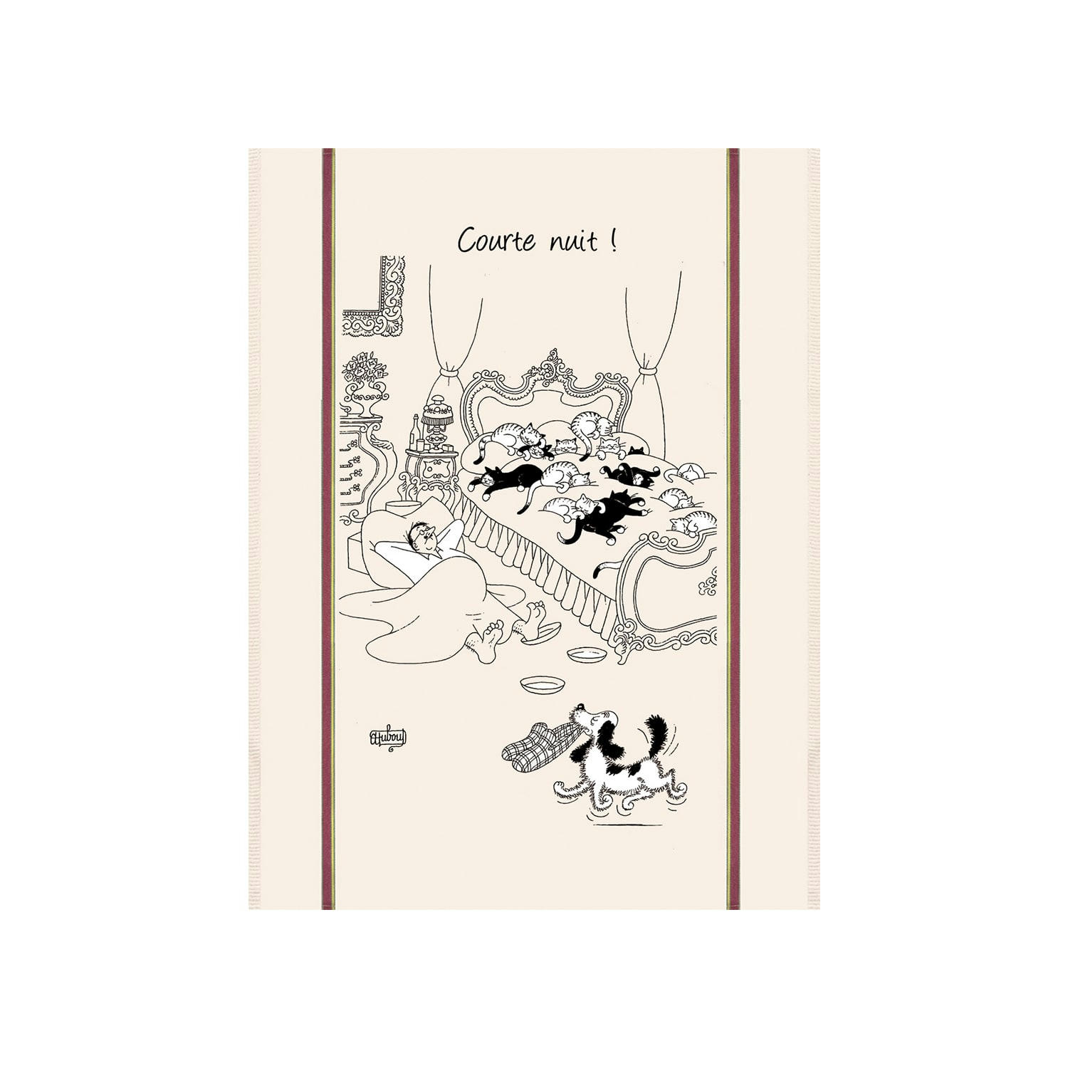 DUBOUT - Grand torchon  courte nuit en coton ecru 60 x 80