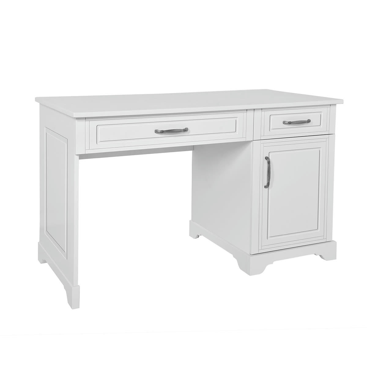 MELODY - Bureau 2 tiroirs 1 porte blanc