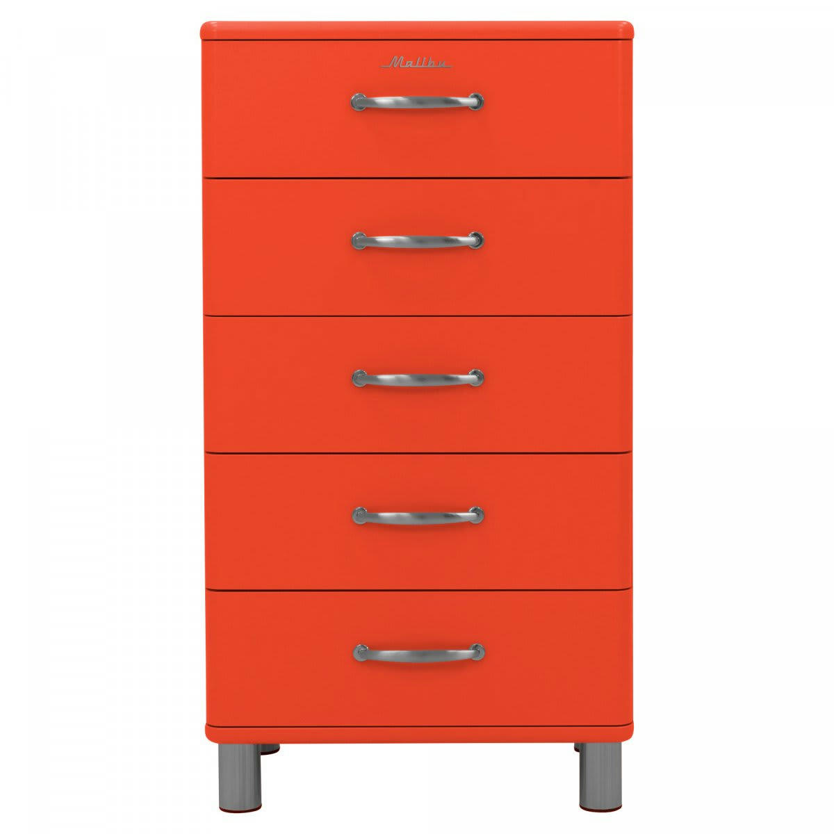 MALIBU - Commode 5 tiroirs style rétro orange