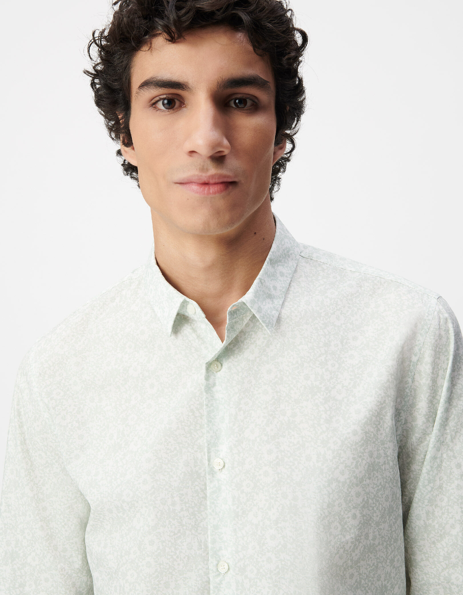Chemise slim verte tissu Liberty motif fleurs Homme
