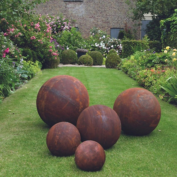 Boule rouillée jardin corten - Rouille 40 cm