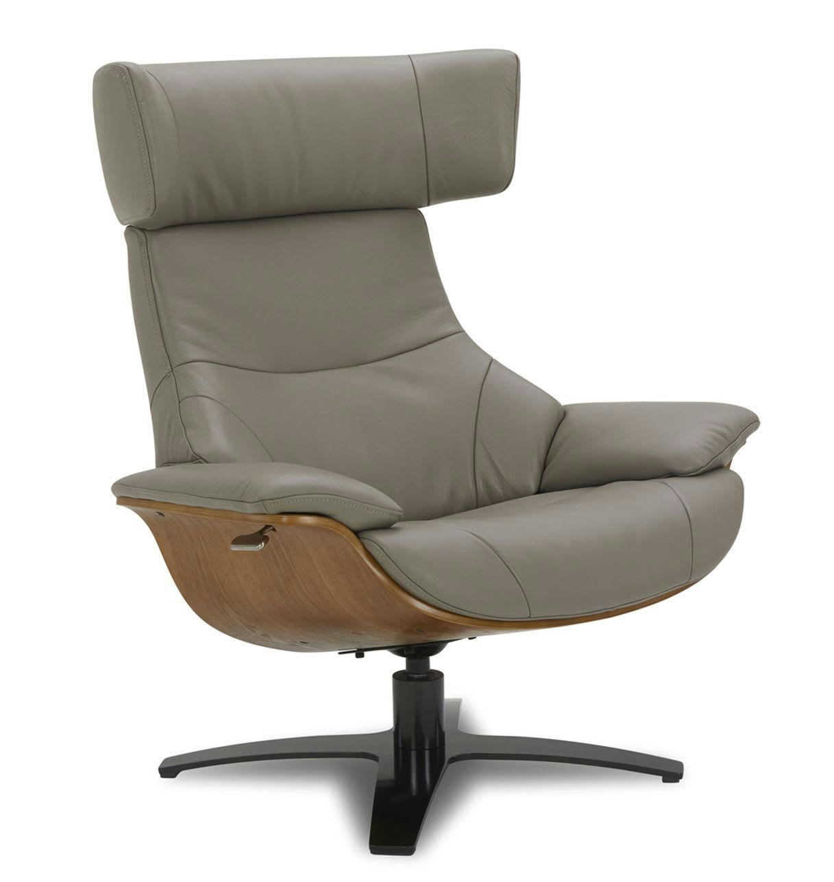 NAOS - Fauteuil en cuir et chêne Naturel - Cuir Taupe