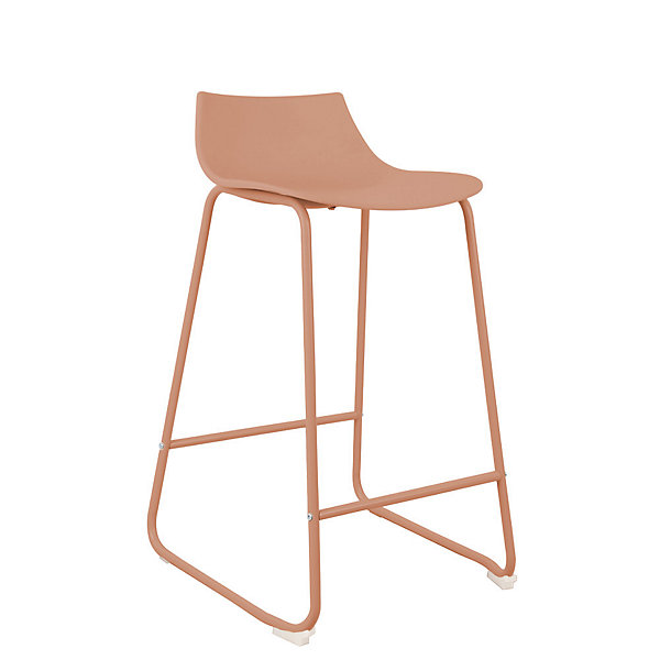 Lamer - Lot de 4 chaises de bar en plastique et métal H66cm - Terracotta