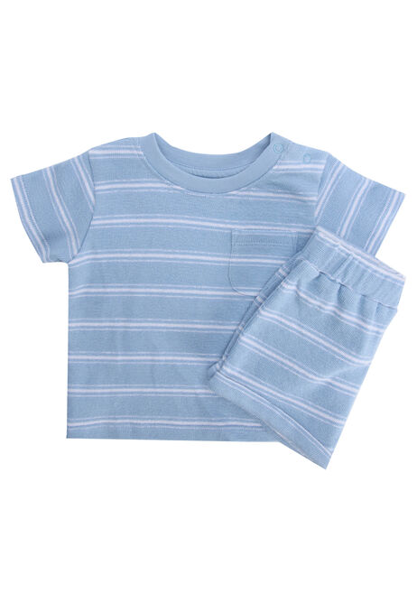 Baby Boys Light Blue Striped T-Shirt & Shorts Set