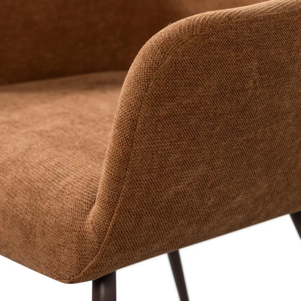 WOOOD Jenny Eetkamerstoelen - Geweven Stof - Bruin - Set van 2