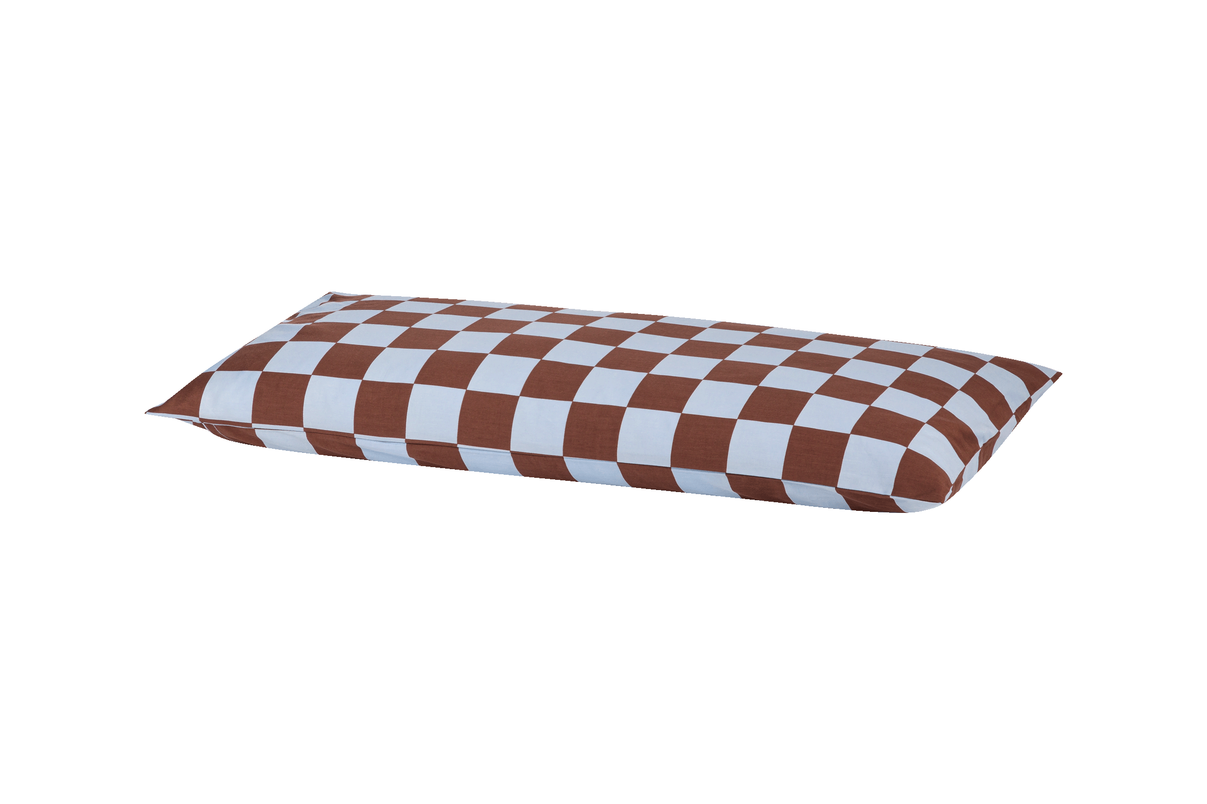 noo.ma Plu Pillowcase katoensatijn 300 TC 60x70 cm, Baby Blue & Cocoa Brown