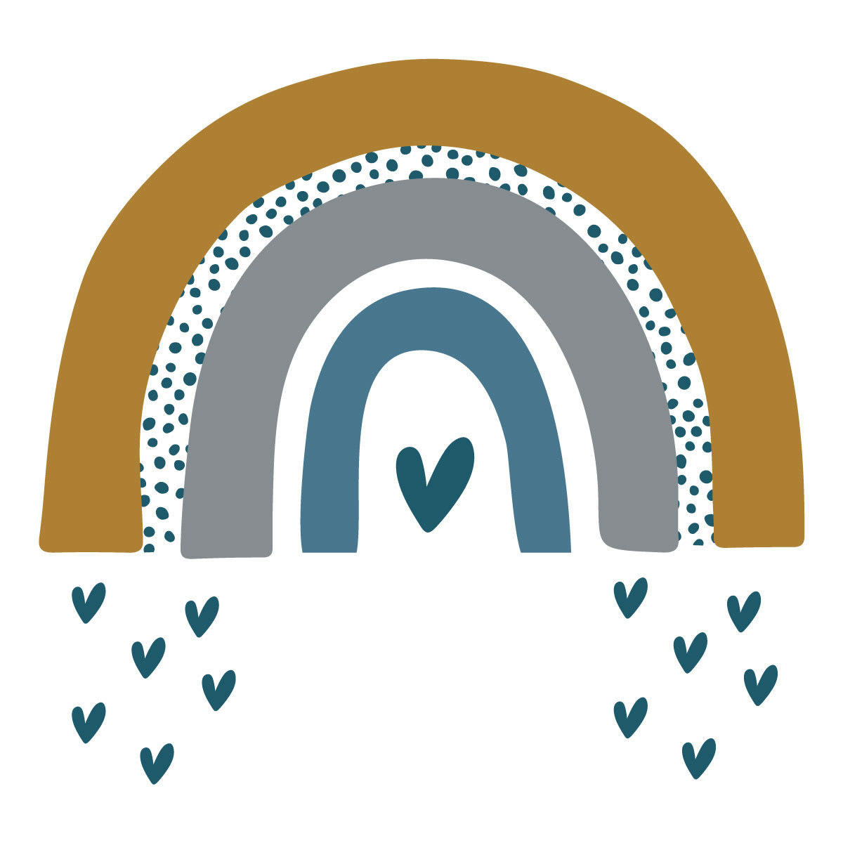 RAINBOWS1 - Stickers muraux en vinyle arc en ciel bleu et moutarde