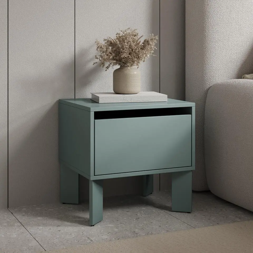 Meubella - Tivaro - Nachtkastje - Groen - 48x41x48 cm