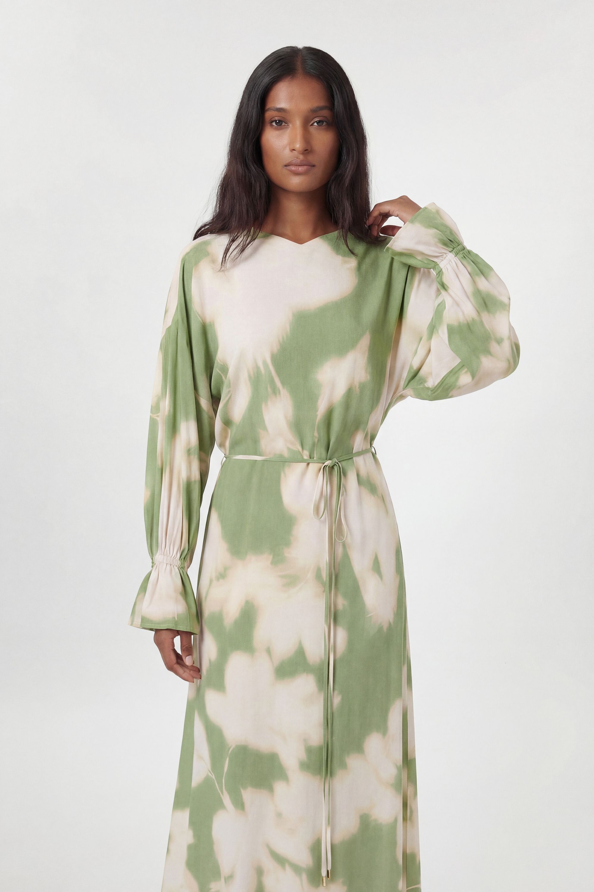 KarenMillen Viscose Woven Printed Cowl Neck Midi Dress