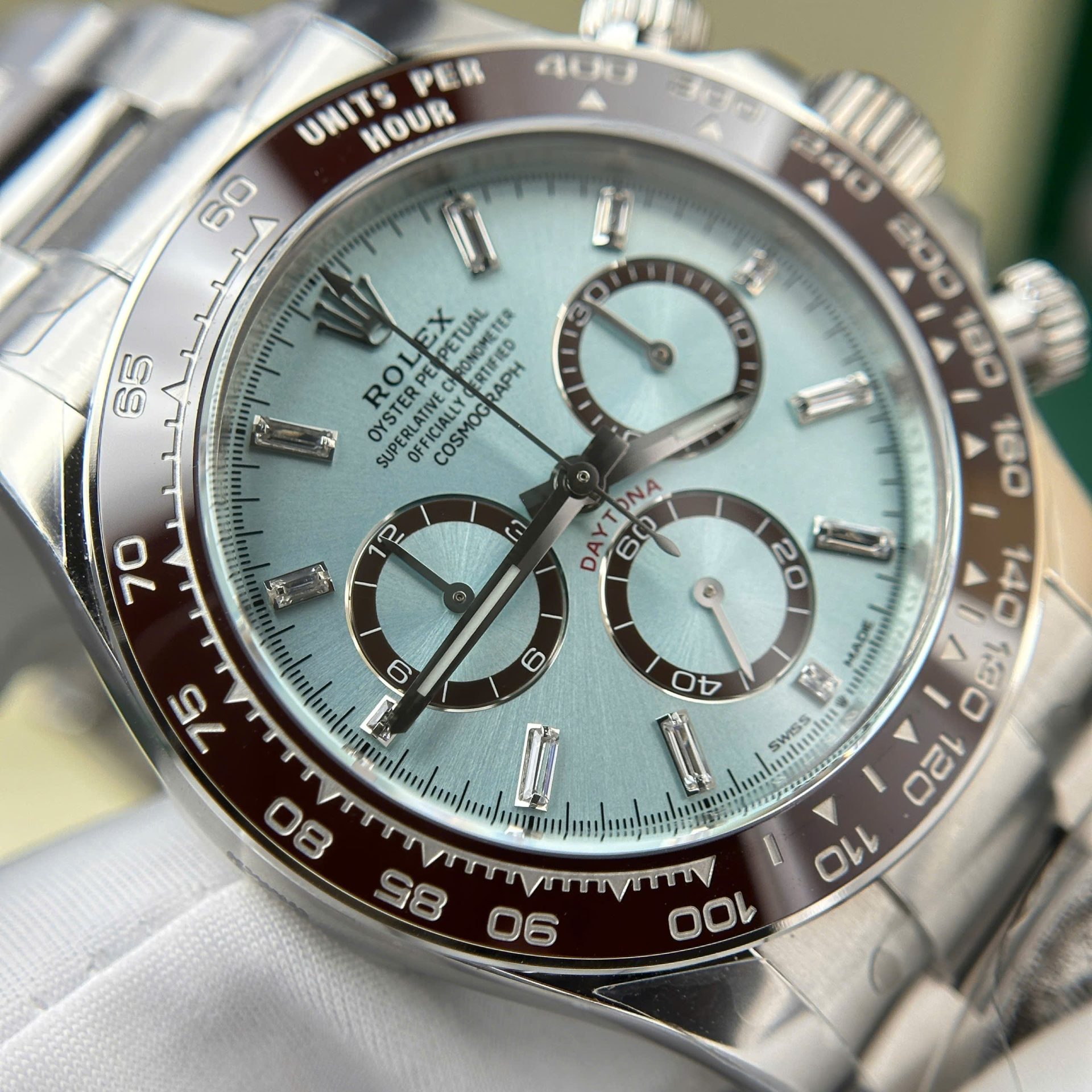Rolex Daytona 126506 904L Steel Ice Blue Dial CZ Diamonds 40mm Oyster Super Clone