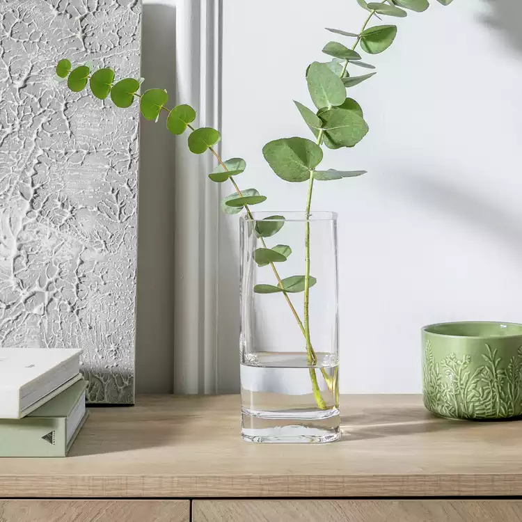 Habitat Small Round Edge Square Glass Vase - Clear