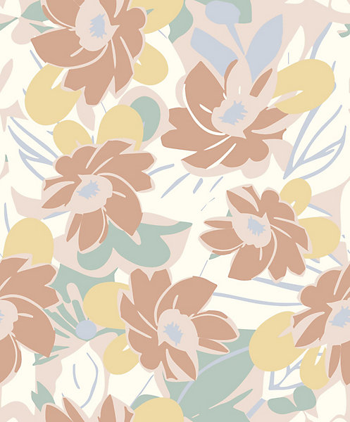 Papier peint vinyle intissé fleuri Tropimass orange L.1005 x l.53cm Lutèce