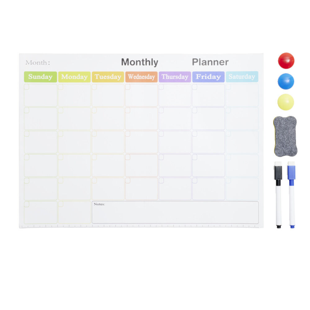 Calendrier mensuel magnétique et 7 accessoires 42x30cm