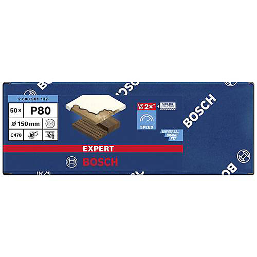 Lot de 50 disques abrasives multitrous Expert C470 150mm G80 - BOSCH - 2608901137