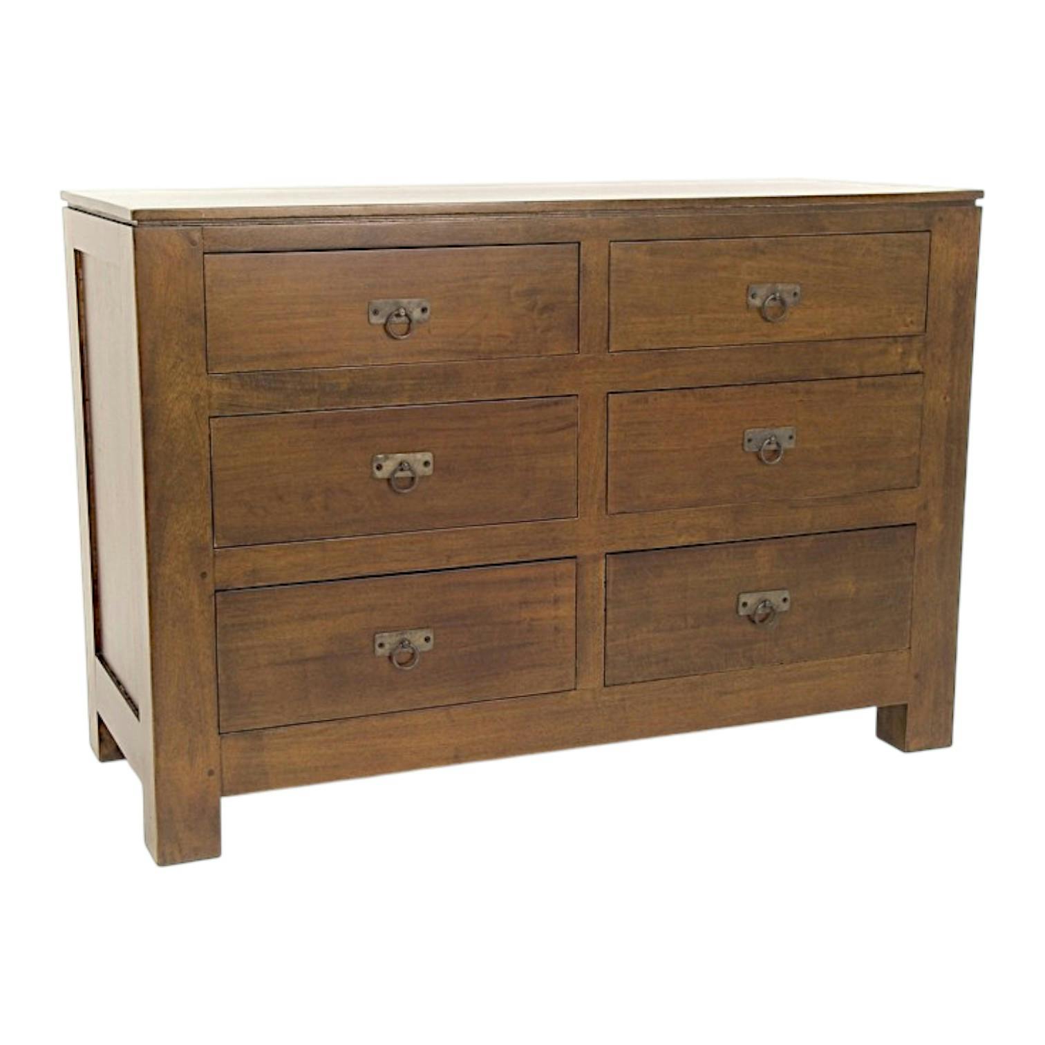 Commode Hévéa 6 tiroirs 115x48x80cm HELENA