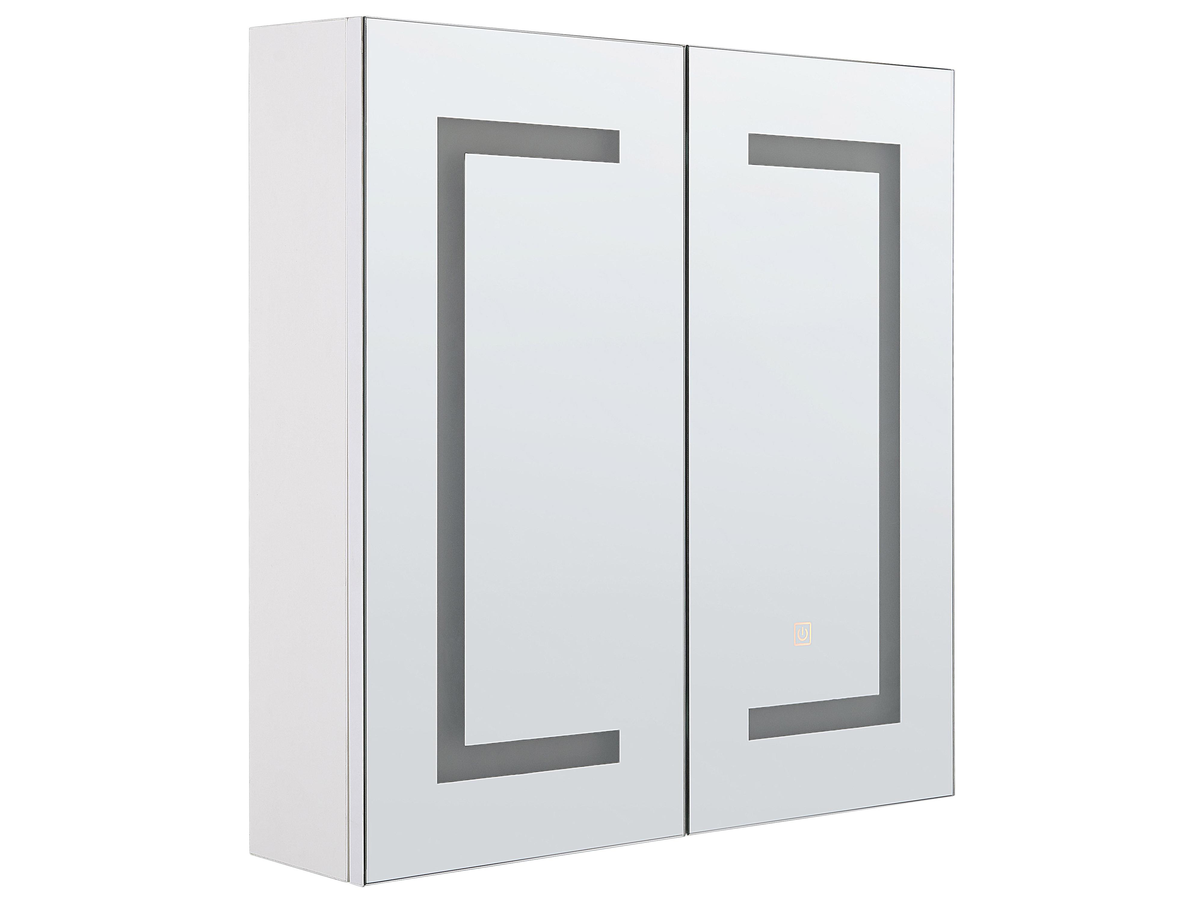 Bathroom Wall Mounted Mirror Cabinet LED MAZARREDO 60 cm 60 cm White