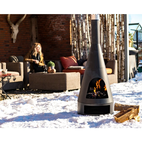 Gartenkamin »Kingston Medium«, LxBxH: 43x36x125 cm, schwarz