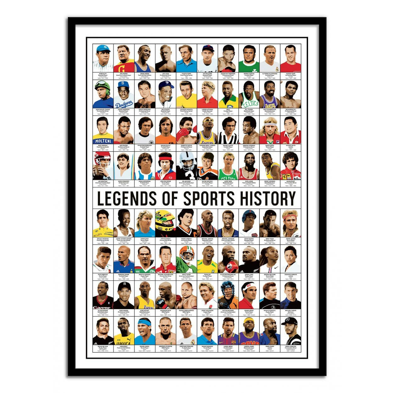 OLIVIER BOURDEREAU - LEGENDS OF SPORTS HISTORY - Affiche d'art 50 x 70 cm