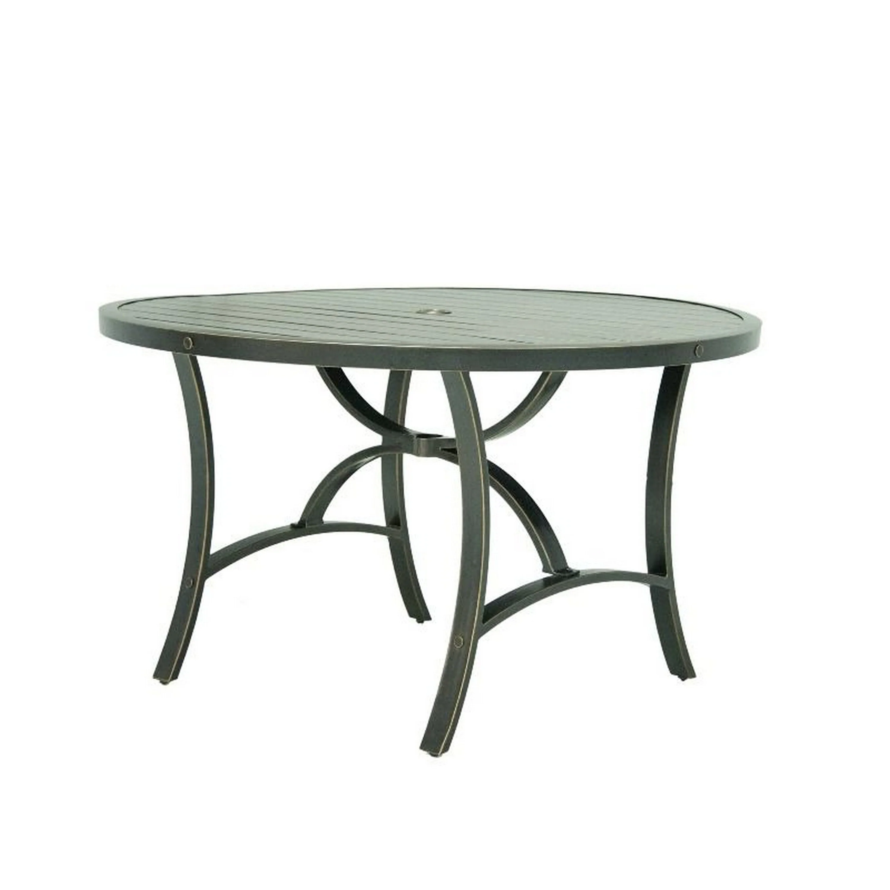 Vale Outdoor Patio Dining Table, 48 Inch Round Top, Aluminum, Antique Brown