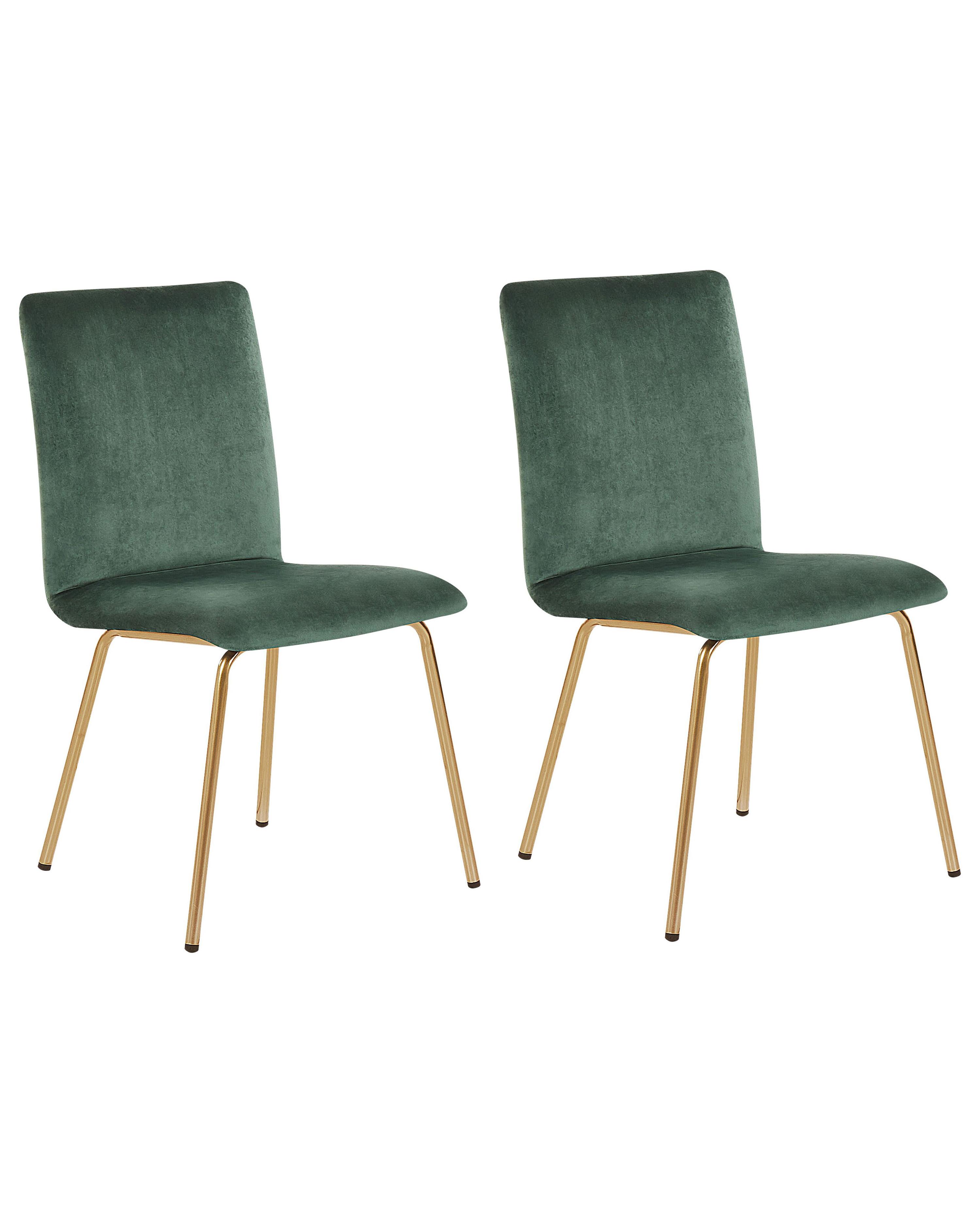 Set of 2 Dining Chairs RUBIO Velvet Emerald Green