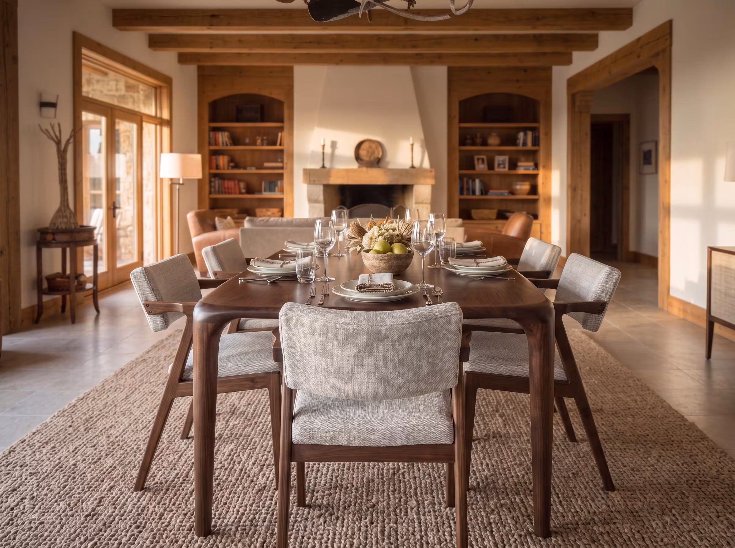 Handmade Walnut Dining Table: Rustic Modern Solid Wood Kitchen Table
