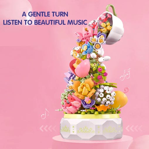NNEOBA Teacup Flower Lighting Music Box