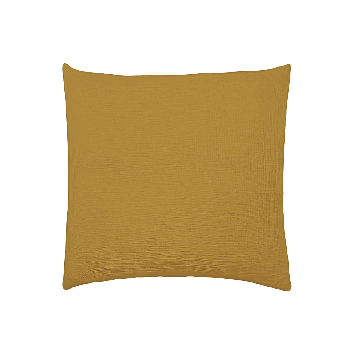 TENDRESSE - Taie d'oreiller uni en gaze de coton jaune 65x65