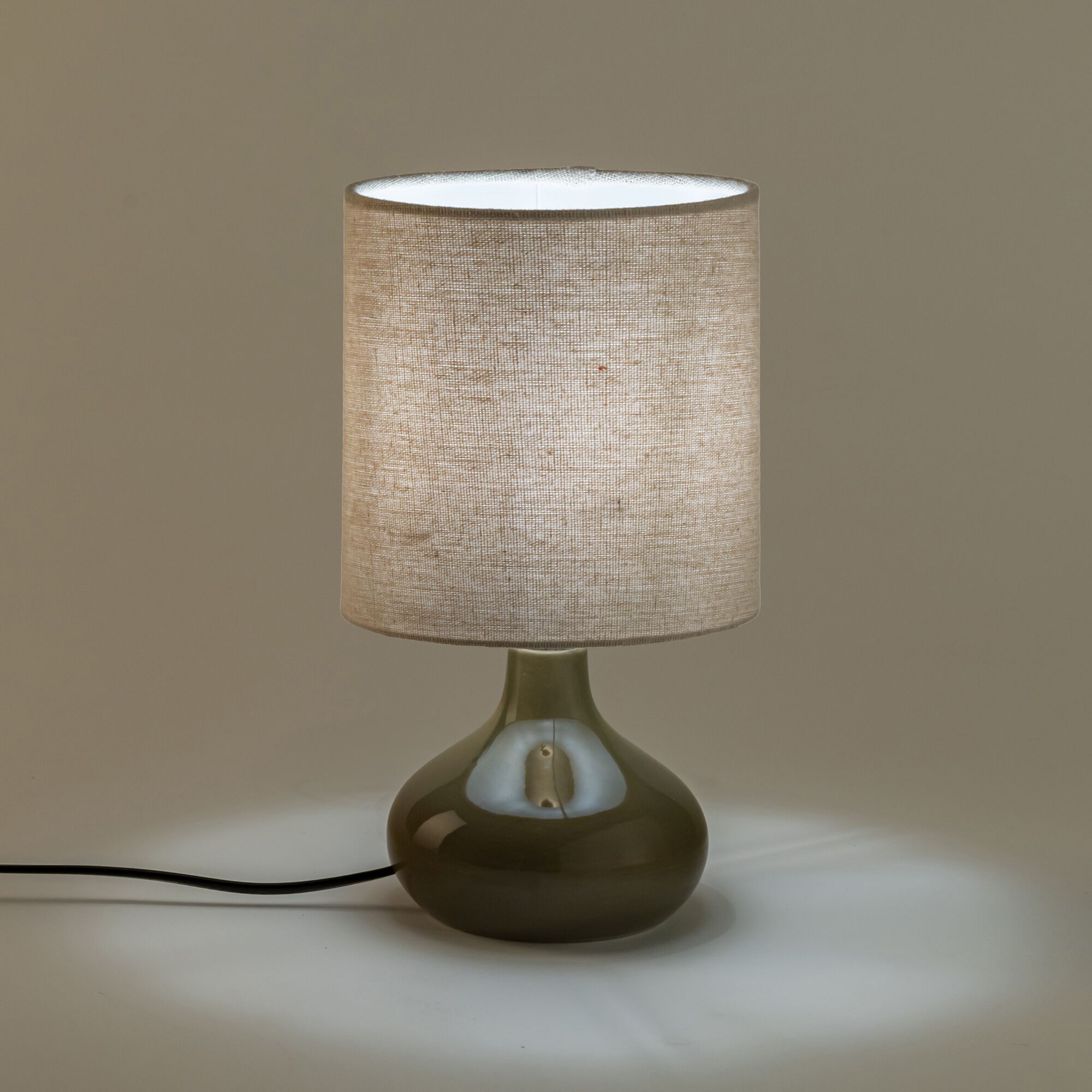 CLEON - Lampe à poser en céramique et lin - vert