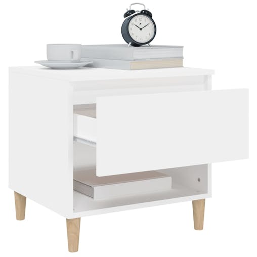 NNEVL Bedside Table White 50x46x50 cm Engineered Wood