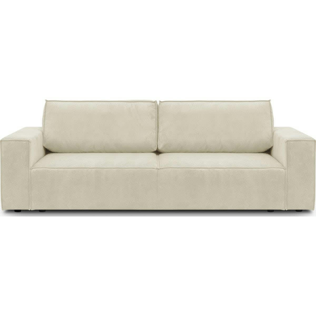 HARPER NEW - Canapé 3 places convertible + coffre en velours fines côtes beige