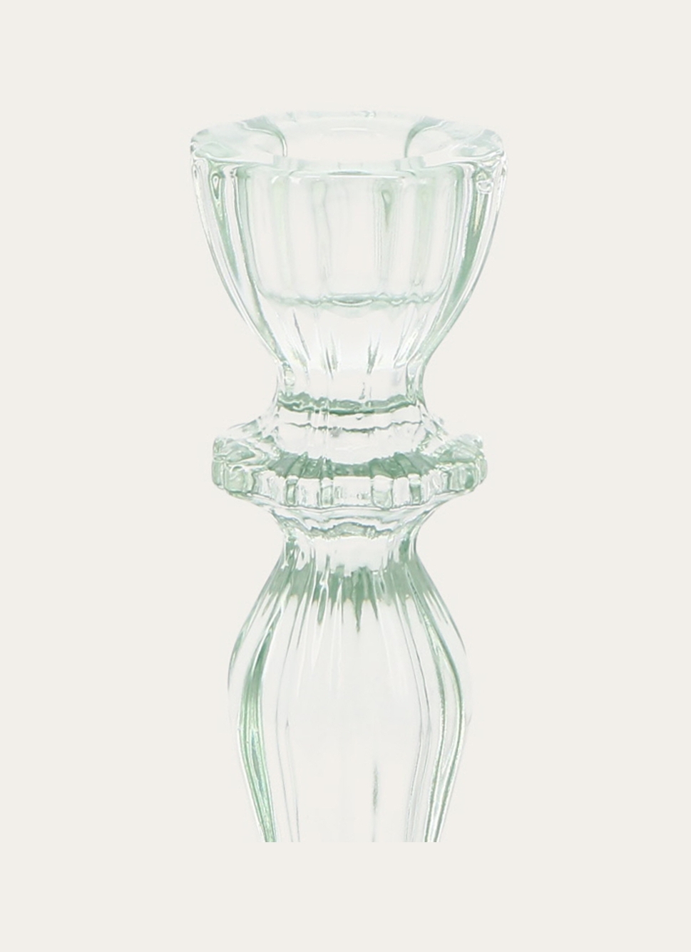 BOUGEOIR EN VERRE TEINTÉ H15,5 CM VERT AMANDE