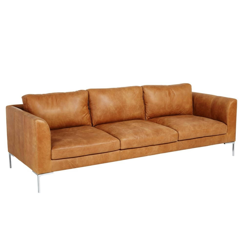 Hayden - Canapé 3 places en cuir camel