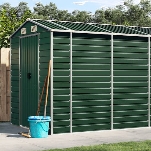 NNEVL Garden Shed Green 191x470x198 cm Galvanised Steel