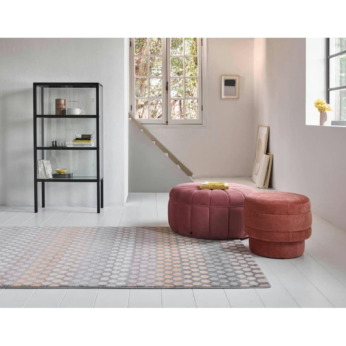 STRIPE - Tapis motif pois à poils courts tons chauds 200x133