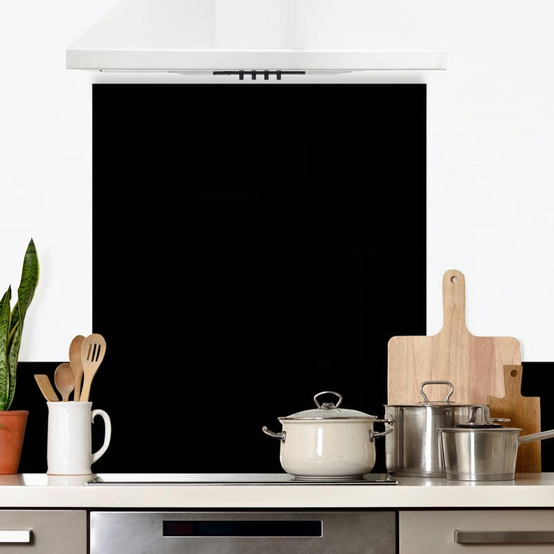 TOTAL BLACK - Crédence cuisine Fond de hotte ALU L90cmxH70cm Noir Uni