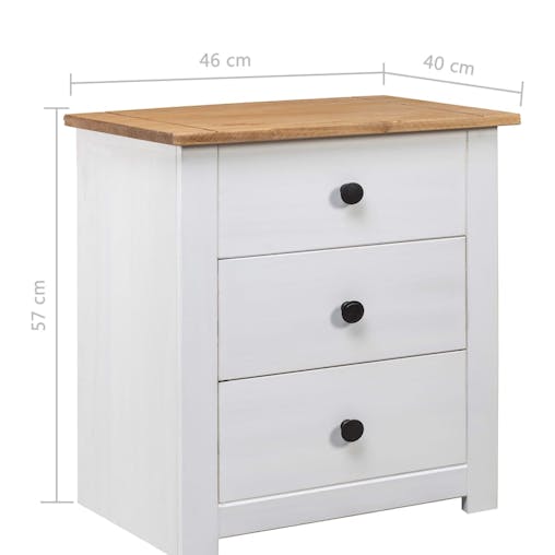 NNEVL Bedside Cabinet White 46x40x57 cm Pinewood Panama Range