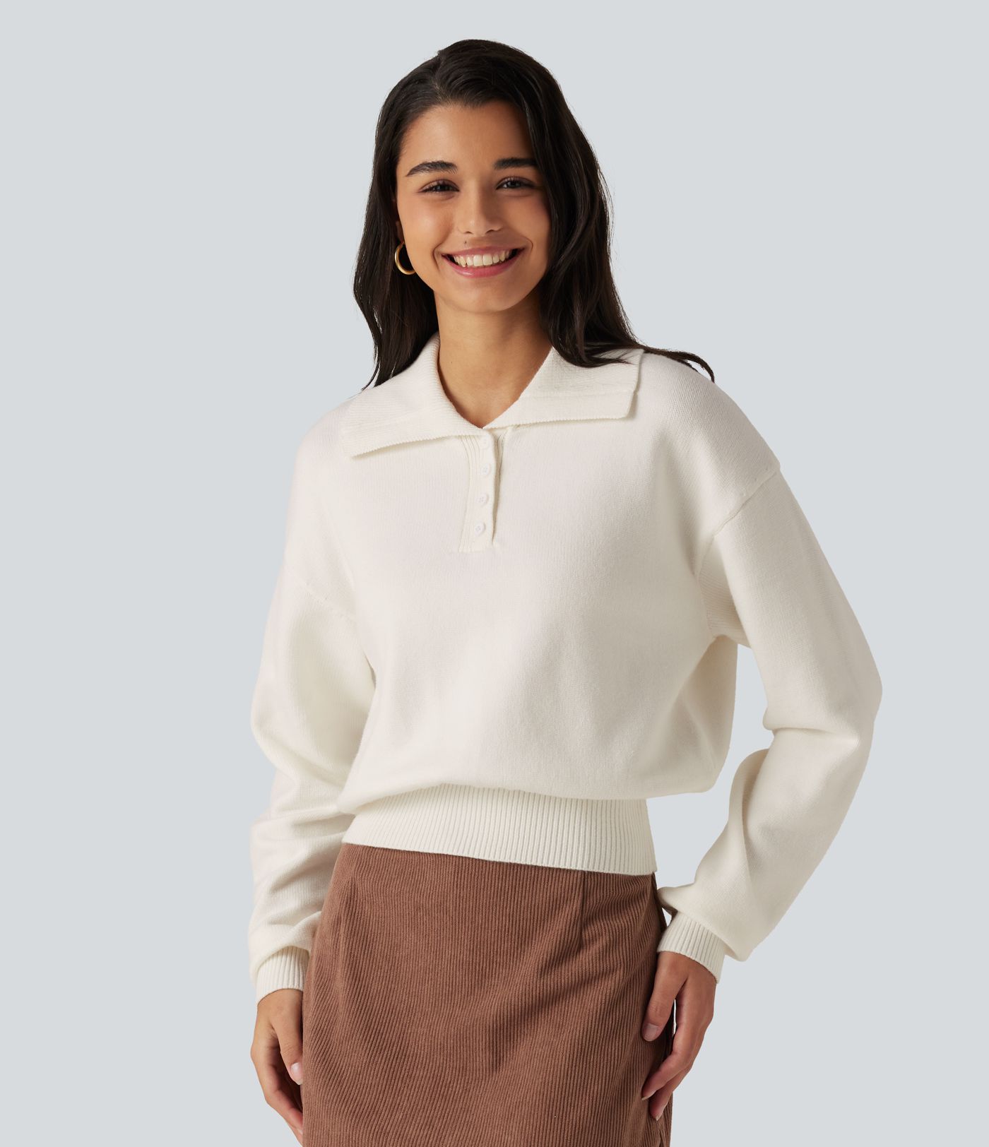 Pull de bureau à col avec demi-zip et manches longues