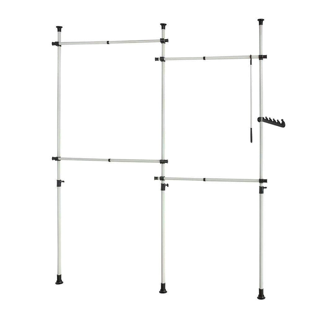 - Télescopique garde-robe penderie 4 barres en métal blanc