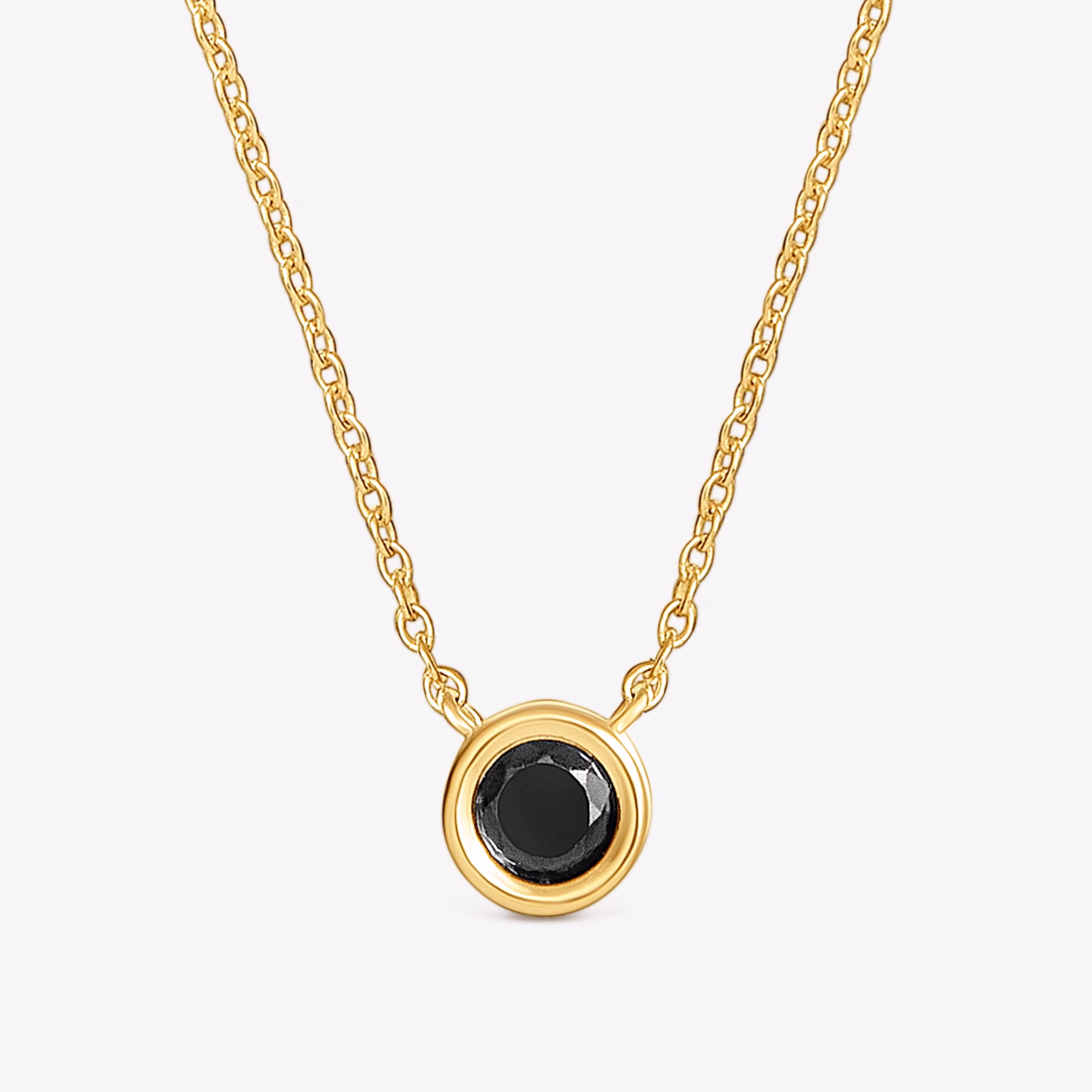 Collar corto con baño de oro 18 kt sobre plata y espinela negra Line