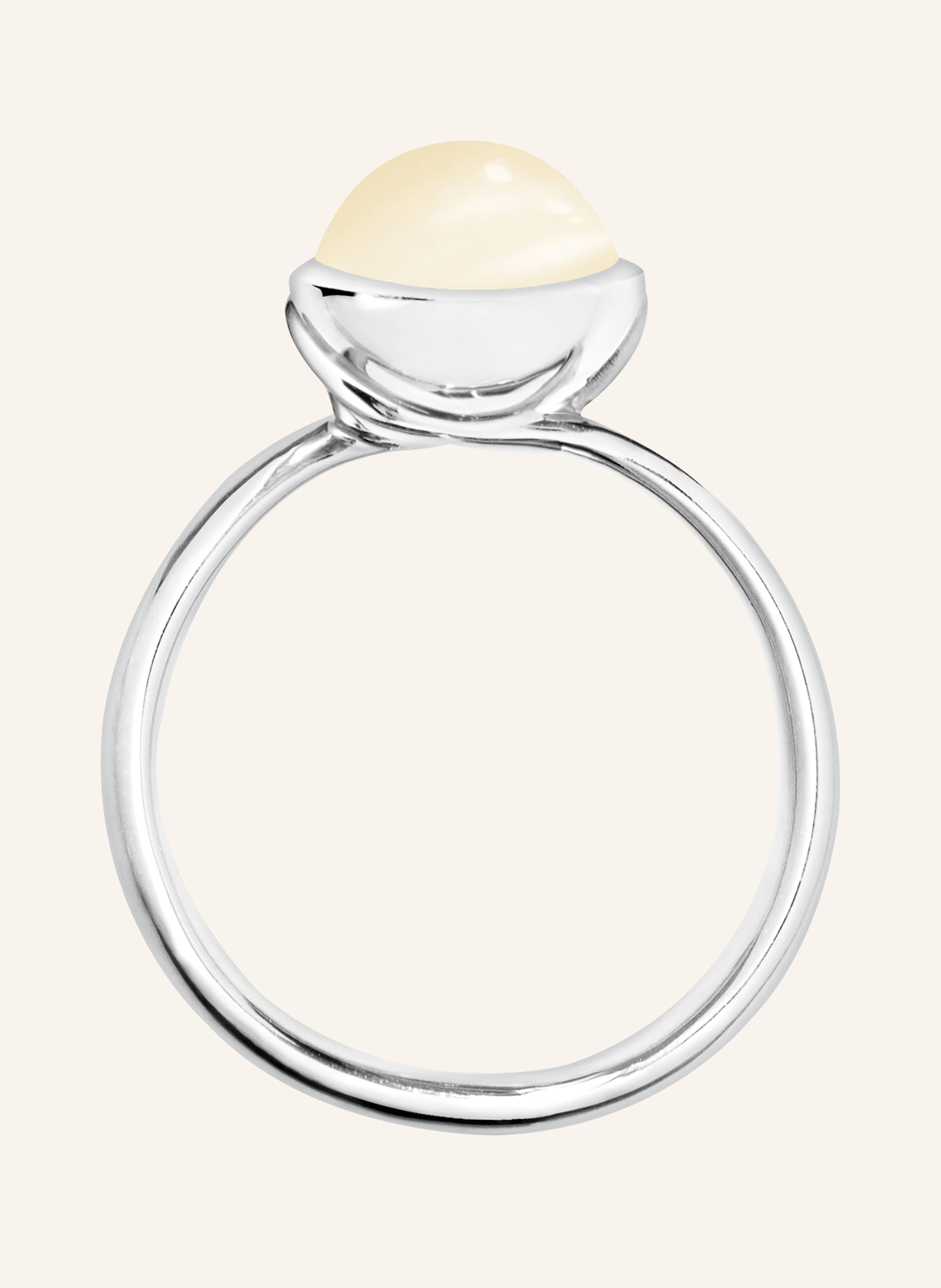 TAMARA COMOLLI Ring RING BOUTON SMALL MOONSTONE SAND/WHITE aus 18K Weißgold mit sand Mondstein