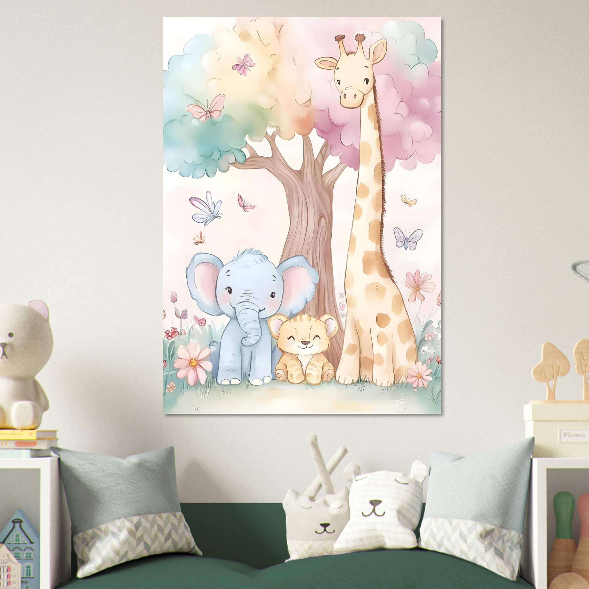 Artfulprints Poster Vrolijke safari dieren  - 70x100 cm - Meerkleurig